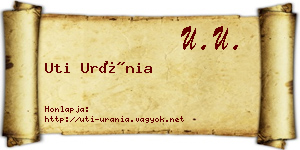 Uti Uránia névjegykártya